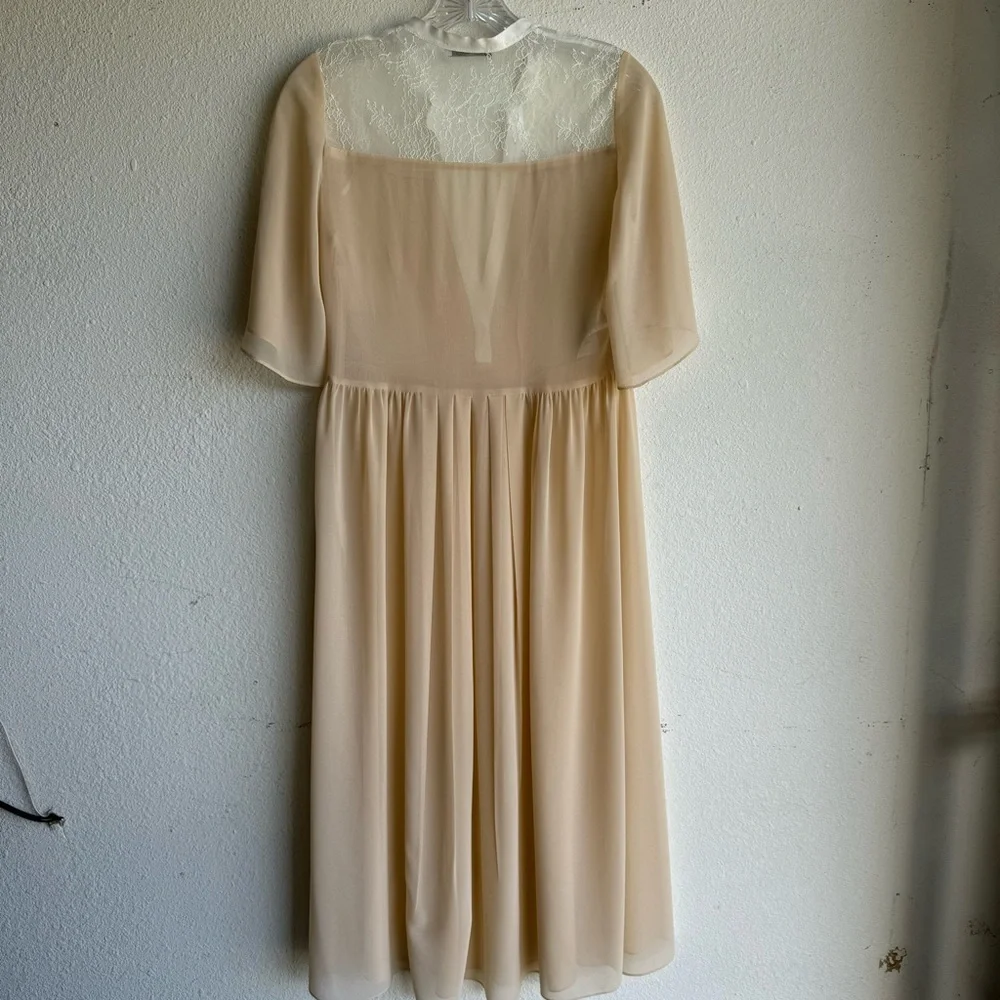 Sandro Beige Midi Dress Small Sheer size S - Picture 5 of 9